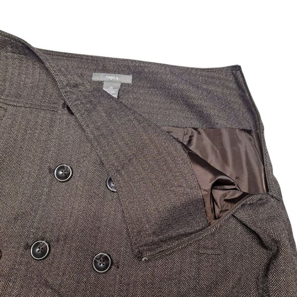 Apt 9 Skirt Womens Size 10 Brown Buttons Zip Side 16W‎ x 23L A Line Academia - Picture 5 of 7